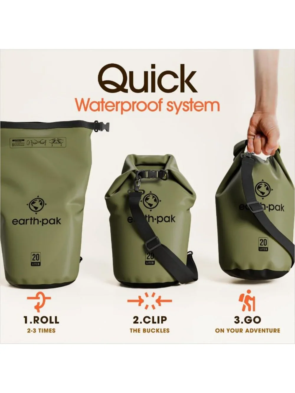Waterproof Dry Bag Backpack - Roll Top Sack for Kayaking & Outdoor Gear
